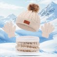thumbnail image 2 of NOLDARES Kids Winter Hat Gloves Scarf Set,Girls Boys Toddler Children Hats Beanie with Pom Knit Neck Warmer Gaiter Mittens Fleece Lined Set(M018-Beige), 2 of 6