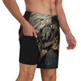 thumbnail image 2 of Yiaed Noble Style Bald Eagle Print Mens Swim Trunks Bathing Suit Compression Liner Beach Swim Shorts Swimwear Quick Dry Zipper Pocket No-Chafing Board Short-, 2 of 6