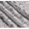 thumbnail image 3 of Soimoi Gray Cotton Voile Fabric Direction Compass & Lighthouse Map Print Fabric by the Yard 42 Inch Wide, 3 of 7