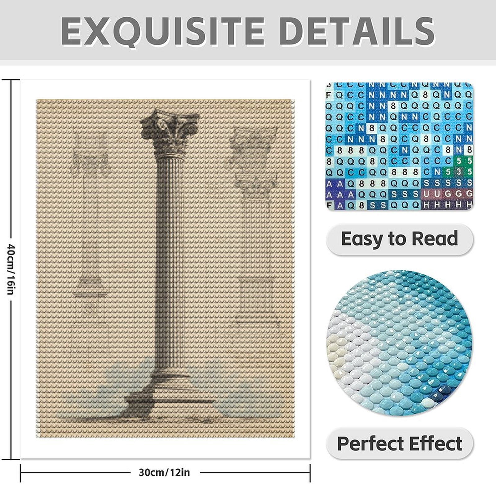 Diamond Art Kit for Adults, Classical Architectural Column Design Diamond Painting for Adults Beginners, DIY Diamond Art Painting Kits, 5D Diamond Painting Crafts for Home Decor 12x16 Frameless
