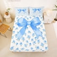 thumbnail image 3 of Erosebridal Blue Bow Rose Bed Sheets for Boys Girls, Watercolor Ribbon King Sheets, 4 Pieces, 3 of 6
