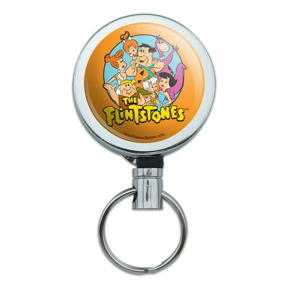 The Flintstones Group Heavy Duty Metal Retractable Reel ID Badge Key Card Tag Holder with Belt Clip