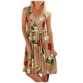 thumbnail image 1 of Nouvelle Robe d'Été pour Femmes Col Rond Imprimé Décontracté Sans Manches Robe de Plage Courte, 1 of 2