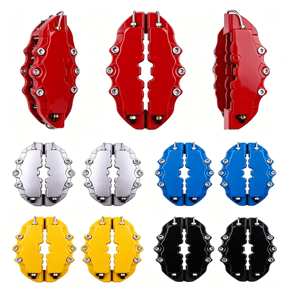 Car Brake Caliper Cover Set, Heat Resistant Brake Caliper Covers Vehicle Brake System, Decorative Wheel Accessory Kit 11x3 Inch Black