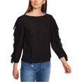 thumbnail image 1 of 1.STATE Blusa con hombros descubiertos y mangas con volantes para mujer, negra, pequeña, 1 of 1