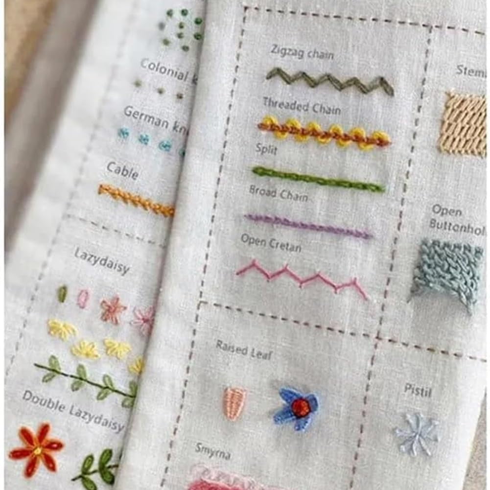 Embroidery Sewing Book, Stitch Book Embroidery, Embroidery Starter Kit Enthusiasts & Beginners Ideal for DIY, Gift Choice