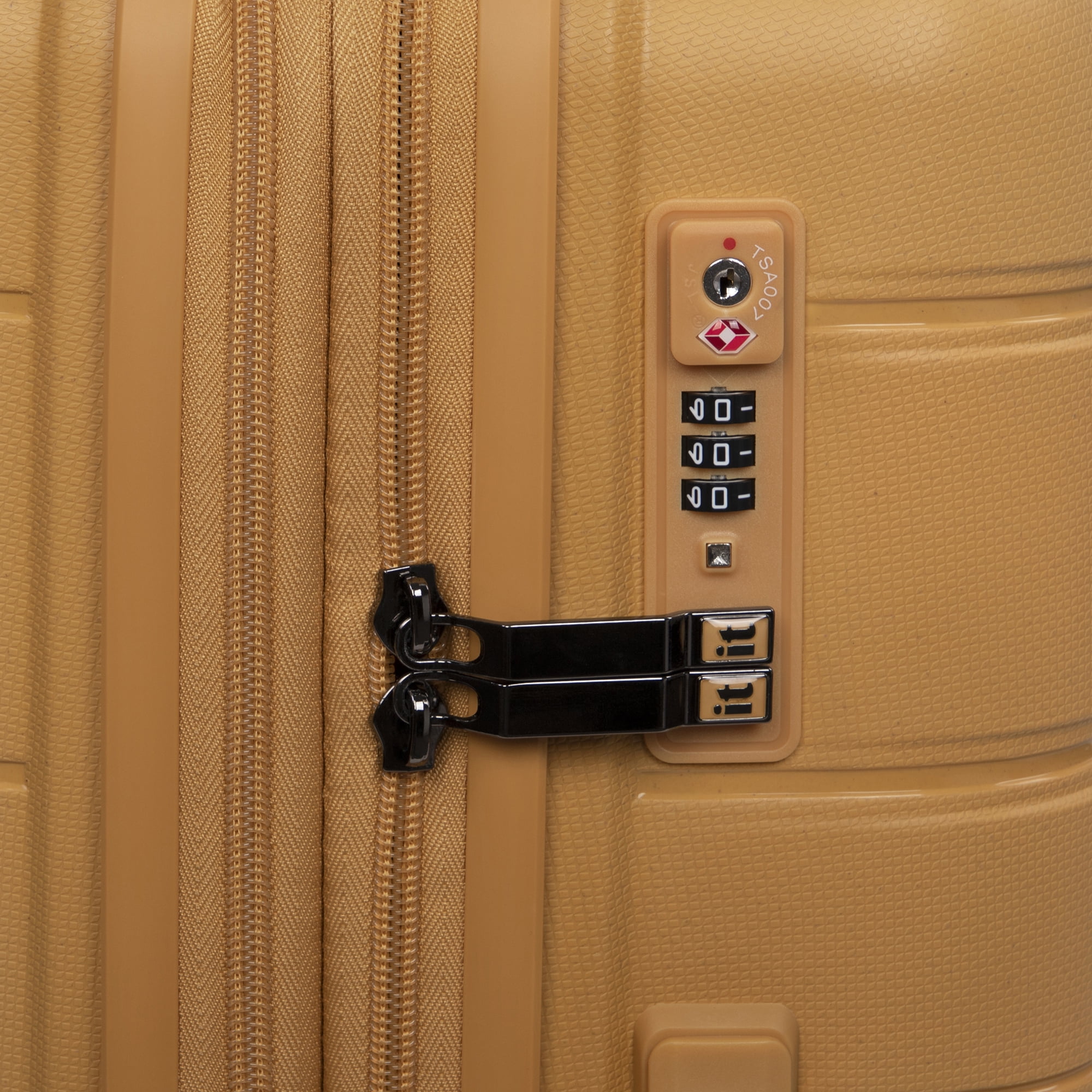 it luggage Eco-Tough 26" Hardside Checked 8 Wheel Expandable Spinner Luggage, Honey Gold