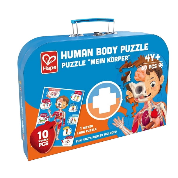 Puzzle con forma de cuerpo humano, 60 piezas, educativo para mayores de 4 años