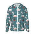 thumbnail image 2 of Uemuo Flamingo Pattern Women's Full Zip UPF 50+ Sun Protection Hoodie Jacket Long Sleeve Sun Shirt Hiking Outdoor Performance with Pockets-Large, 2 of 9