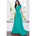 thumbnail image 2 of KOH KOH Long V-Neck Flowy Cap Short Sleeve V-Neck Bridesmaid Wedding Guest Party Formal Summer Sundress Tall Gown Maxi Dress Dresses For Women Turquoise XXXX-Large US 26-28 NT074, 2 of 7