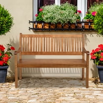 UBesGoo 50" Natural Wood Patio Bench, Outdoor Bench for Gardens, Entryways, and Outdoor Spaces, 880 LBS Durable Bench All-Weather Slatted Backrest for Lawns, Yards, Parks,  Decks