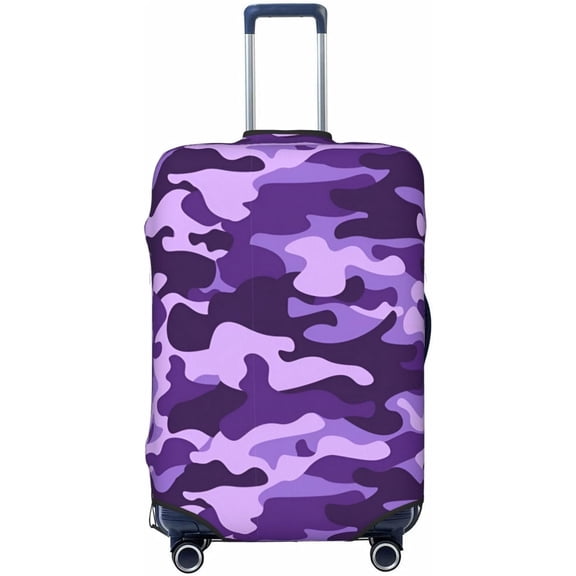 Purple Camouflage Travel Luggage Cover Fits 18-32 Inch Luggage, Washable Suitcase Cover Protector with Concealed Zipper for Wheeled Suitcase Tsa Approved