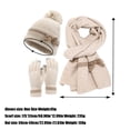 thumbnail image 3 of Winter Warm Knitted Scarf Beanie Hat and Gloves Set Men & Women's Soft Stretch Hat Scarf and Mitten Set Beige Free, 3 of 4