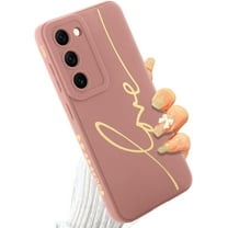 for Samsung Galaxy S23 Plus Case, Back Cute Plating Love Letter Graphic with Anti-Fall Lens Cameras Cover Protection Soft TPU Shockproof Anti-Fingerprint Phone Cases for Women Girls -Pink