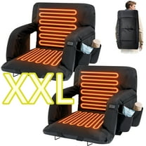 ABORON Heated Stadium Seats for Bleachers Set of 2, Portable Thicker Padded Bleacher Seat Cushion with Back Support Extra Wide 25 Inch, USB 3 Levels of Heat, 6 Reclining Positions