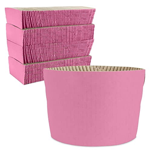 FMP Brands [100 Pack] Pink Coffee Cup Sleeves Disposable for Hot Drinks, Durable Corrugated Cardboard Cup Sleeves for 12-24 oz Cups, Beverage Insulator and Hand Protection for Hot & Cold Drinks