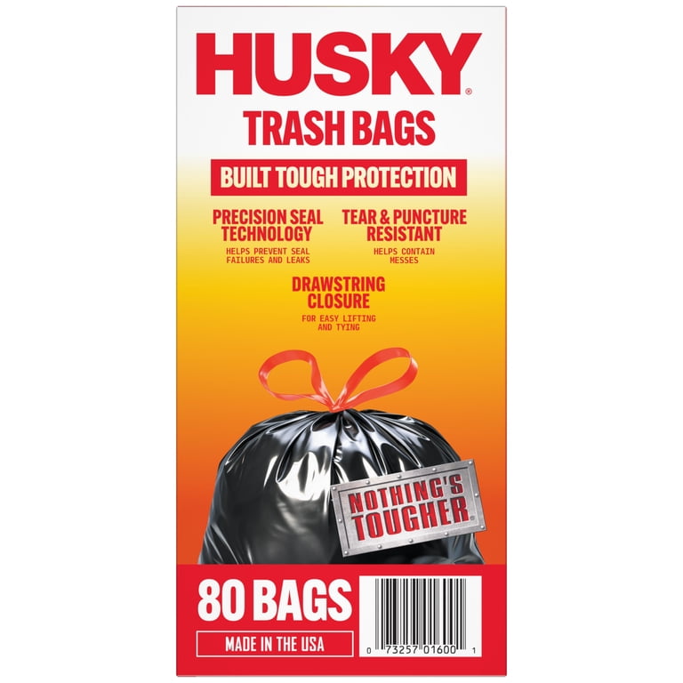 Husky 30 Gallon Large Drawstring Trash Bags, 80 Count photo 7