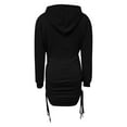 thumbnail image 5 of Daznico Sweatshirt for Women - Women's Fall Winter Hooded Drawstring Bodycon Long Sleeve Sweatshirt Dress, Hooded Sweatshirt Women,Color:Black Size:XL, 5 of 6