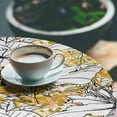 thumbnail image 3 of Ambesonne Botanical Fitted Round Tablecloth, Autumn Vibe Floral Art, 36"- 40" Diameter, Mustard White Black, 3 of 5