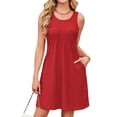 thumbnail image 1 of Vestidos de verano Kikibell para mujer, vestidos casuales con bolsillos, vestido de playa, trajes de vacaciones, rojo, M, 1 of 9