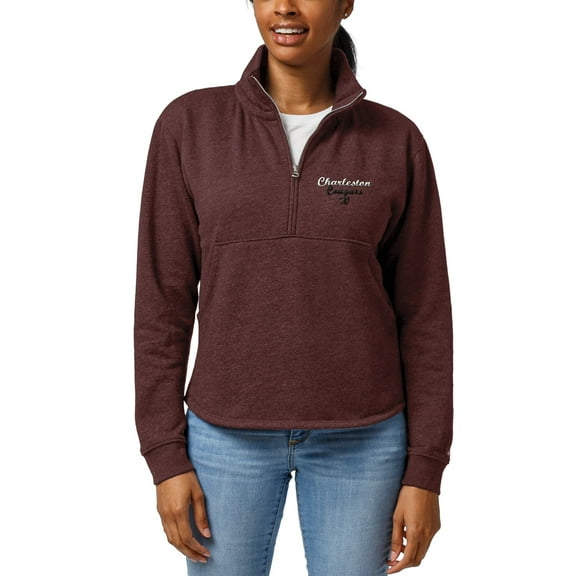 Women's League Collegiate Wear Heathered Maroon Charleston Cougars Victory Springs Half-Zip Pullover Jacket
