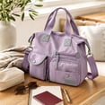 thumbnail image 5 of Nylon Tote Bag Waterproof Large Capacity Multi Pocket Travel Handbag Crossbody Bag for Outdoor Camping(Light Purple-50x35x13cm), 5 of 5
