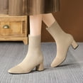 thumbnail image 6 of Wowcloth Knitted Stretch Booties for Women – Elastic Ankle-Length Design with Chunky High Heel & Pointed Toe for Casual Fashion Outfits, 6 of 9