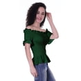 thumbnail image 3 of Moomaya Womens Off Shoulder Smocked Top Solid Short Sleeve Casual Summer Tops, 3 of 7
