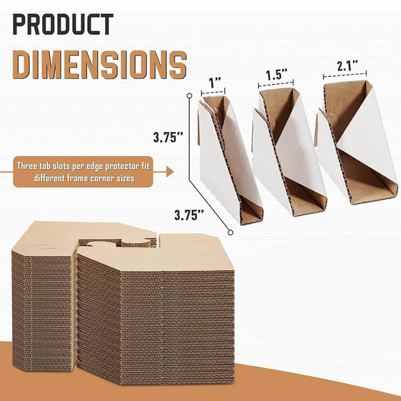 200Pack Adjustable Cardboard Corner Protectors, Fit 1In,1.5In and 2.1In Frames,Corner Protectors for Shipping,Protector