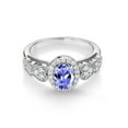 thumbnail image 2 of Gem Stone King 925 Sterling Silver Blue Tanzanite Women Engagement Ring | 1.18 Cttw | Oval 7X5MM | Gemstone Birthstone | Available in Size 5, 6, 7, 8, 9, 2 of 4