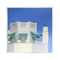 Stupell Industries City Architecture on Blue Travel & Places Painting Unframed Art Print Wall Art, 12 x 12