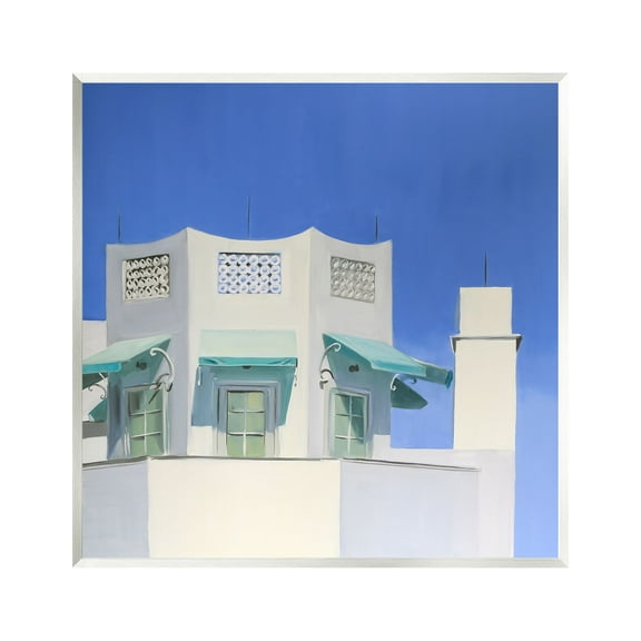 Stupell Industries City Architecture on Blue Travel & Places Painting Unframed Art Print Wall Art, 12 x 12