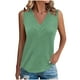 thumbnail image 3 of Tops de manga larga,Camiseta plisada con cuello en V para mujer, top informal sin mangas, poliéster suave, largo regular, ideal para todas las estaciones, sopatenor, 3 of 9