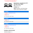 thumbnail image 2 of Brake Pad Set - Compatible with 1997 - 2002 GMC C6500 Topkick 1998 1999 2000 2001, 2 of 2