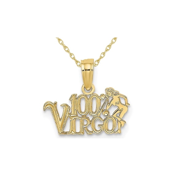 10K Yellow Gold 100% VIRGO Charm Astrology Zodiac Pendant Necklace with Chain for Women