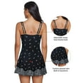 thumbnail image 3 of Zando Womens Swimsuits V Neck Tummy Control Swim Dress One Piece Swimsuit Plus Size Swimwear Bathing Suits Swim Dress Floral Black L, 3 of 7