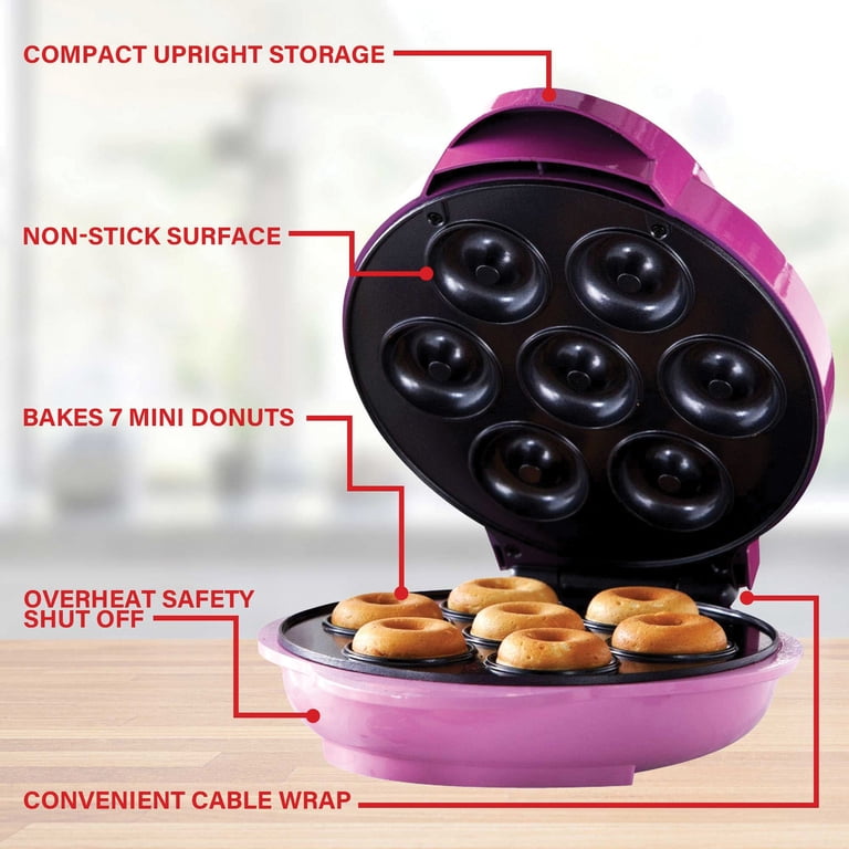 Brentwood Non-Stick Mini Donut Maker, Pink photo 6