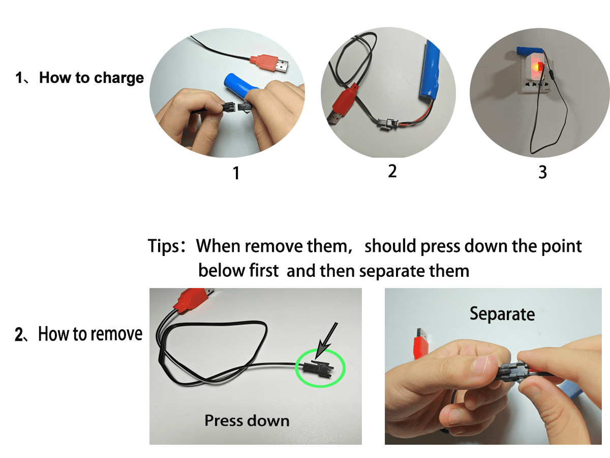 SM-2P USB Charger Cable Plug Replacement Connector for RC Cars/Toys, Mini RC Amphibious Stunt Car Boat Trucks, 3.7V Charger Plug, USB Charging Cable