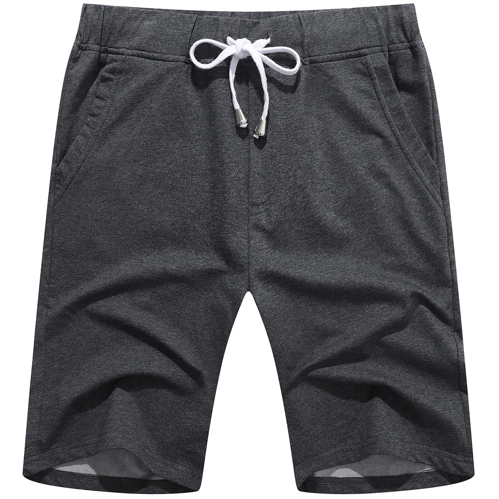 Janmid Mens casual classic Fit cotton Elastic Jogger gym Shorts Dark grey L