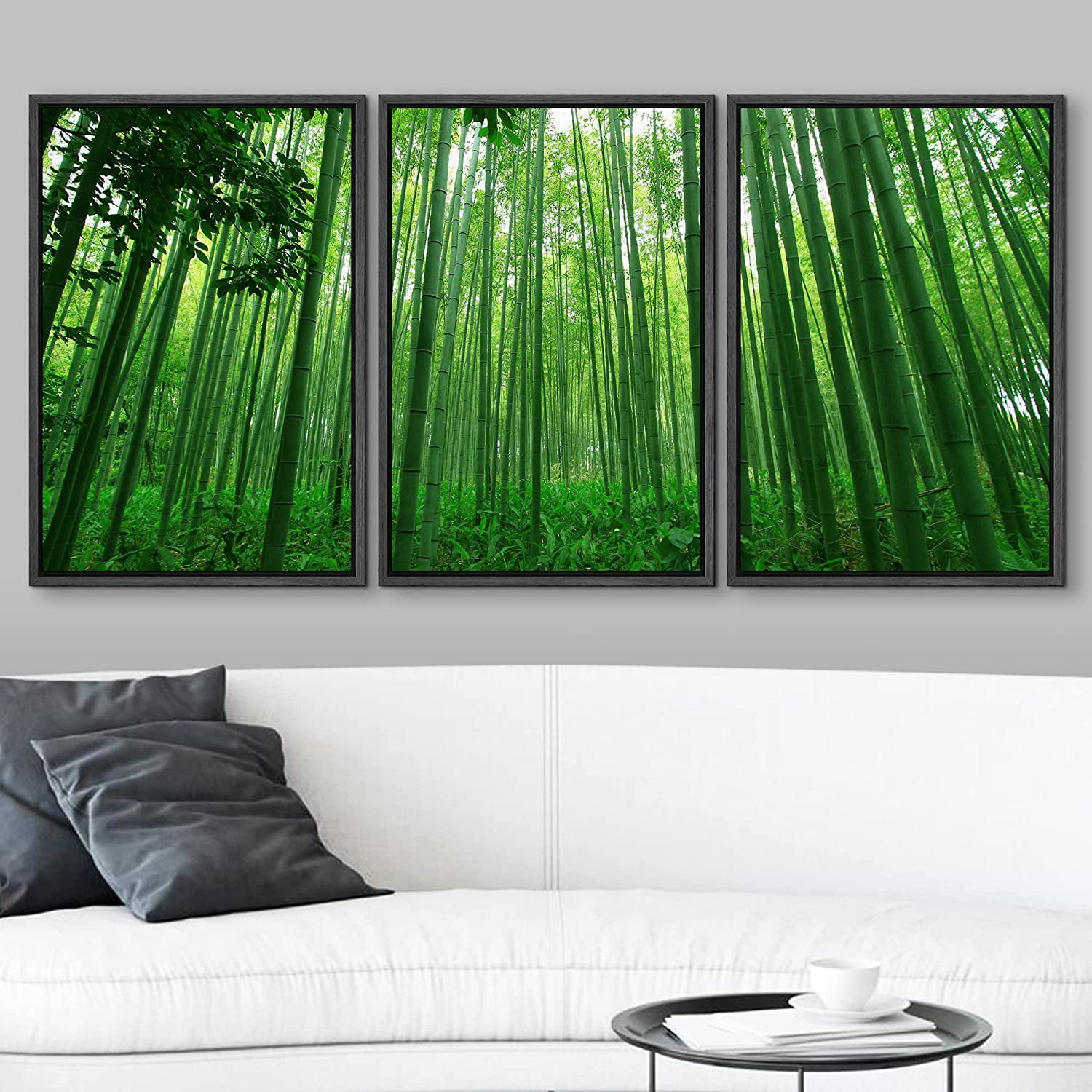 wall26 Framed Canvas Print Wall Art Set Underneath The Green Bamboo Stalks  Nature Wilderness Photography Realism Contemporary Colorful Ultra for Living  Room, Bedroom, Office 16