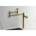 thumbnail image 4 of Kingston Brass KS3707RKZ Wendell Deck Mount Pot Filler Faucet with Knurled Handle, Brushed Brass, 4 of 7