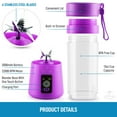 thumbnail image 3 of Zulay Kitchen Portable Blenders for Shakes and Smoothies 13 fl oz/380ml - Purple, 3 of 7