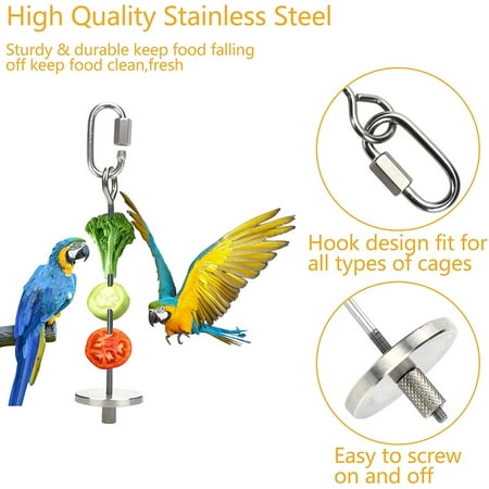 Bird Food Holder for Cage Feeder Parakeets/Parrots Stainless Steel