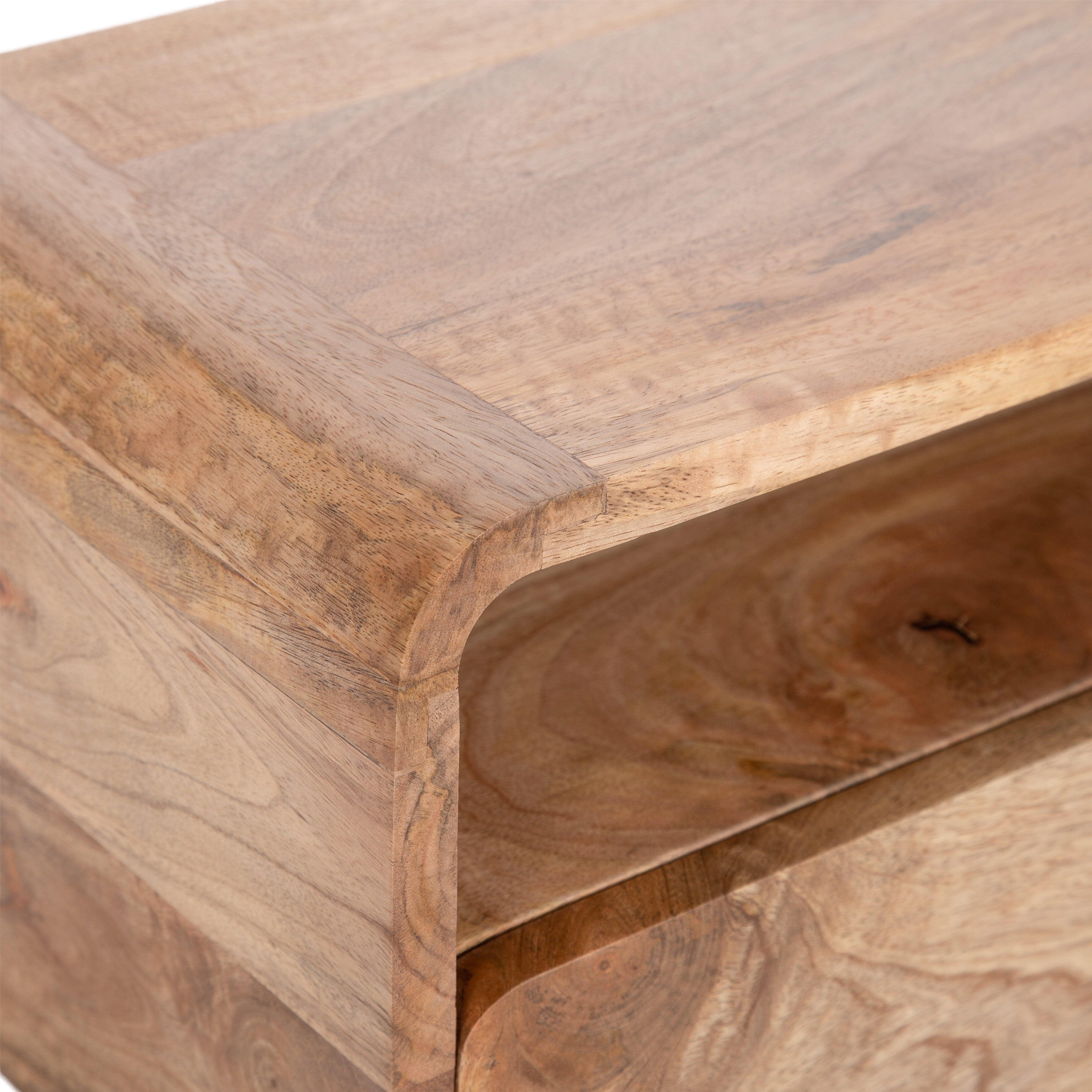Kate and Laurel Kato Transitional Wood Floating Side Table with Drawer, 18 x 10 x 9, Natural Brown, Modern Wooden Floating Nightstand for Bedroom Bedside Table