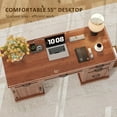 thumbnail image 6 of Whalefall 55'' Farmhouse Desk Home Office with Drawers, Executive Computer Desk Wooden with File Cabinet and Charging Station, Cerry Brown, 6 of 7