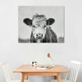 thumbnail image 2 of Orinice  Sylvie Baby Calf, Farm Animal Print Black and White Portrait Framed Canvas Wall Art, Natural,  16x12in, 2 of 6