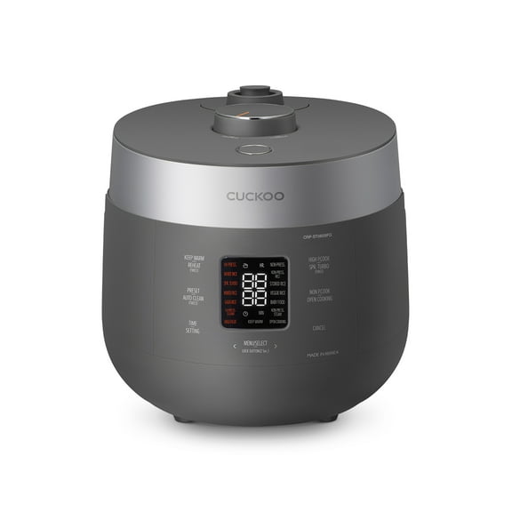 CUCKOO CRP-ST0609FG Cuiseur et Réchaud à Riz à Double Pression de 6 Tasses (Non Cuit) / 12 Tasses (Cuit) avec Casserole Intérieure Antiadhésive, 16 Options de Menu, Guide Vocal à 3 Voix, Nettoyage Automatique (Gris)
