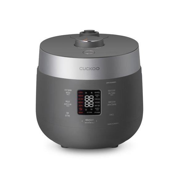 CUCKOO CRP-ST0609FG 6-Cup (Uncooked) / 12-Cup (Cooked) Twin Pressure Rice Cooker & Warmer with Nonstick Inner Pot, 16 Menu Options, 3 Voice Guide, Auto Clean (Gray)