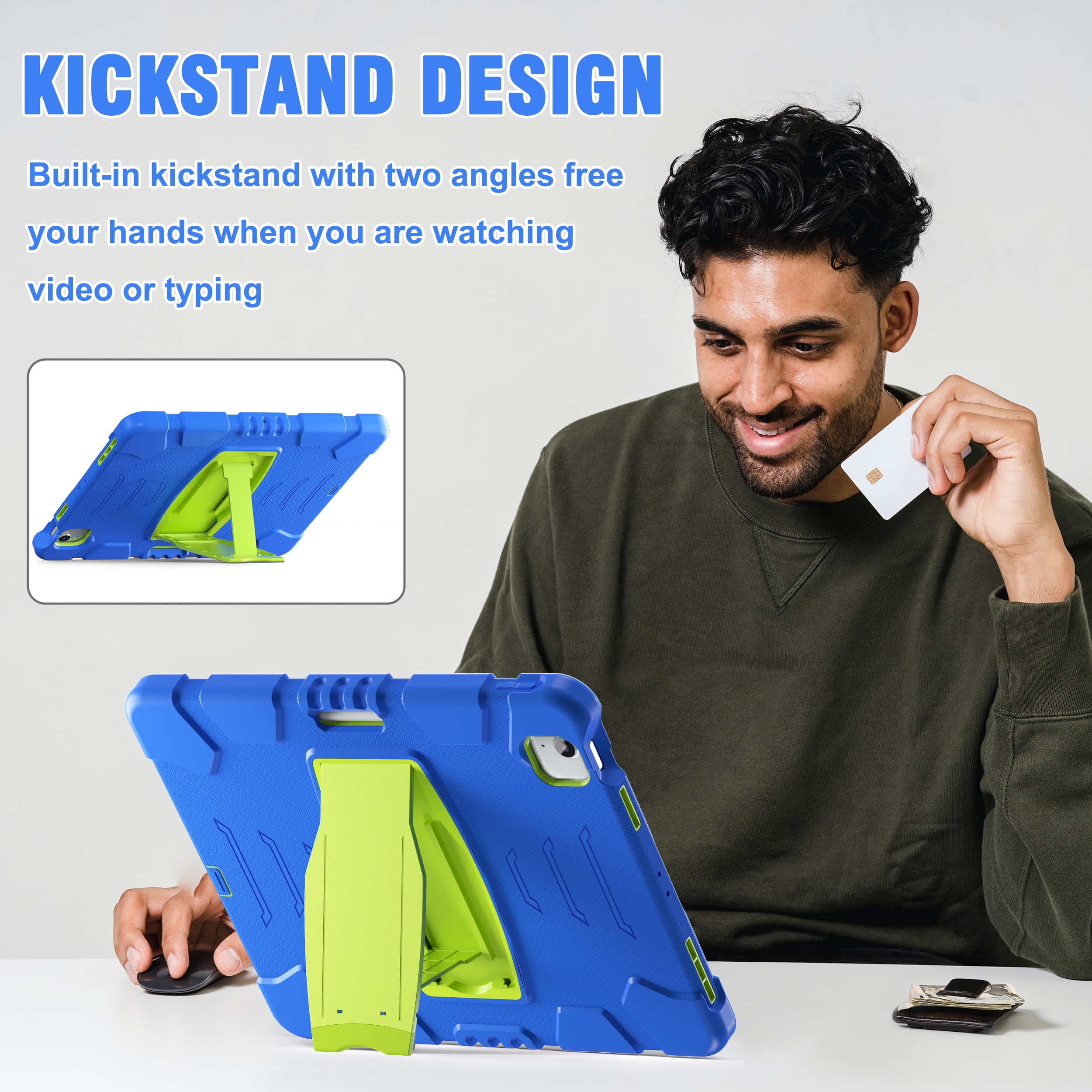 Allytechgroup Case for iPad Air 13-inch M4/M3/M2 (2026/2025/2024),  Hard PC Case with Pencil Holder & Kickstand Shockproof Protective Back Cover for iPad Air 13 Inch, Blue