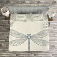 thumbnail image 3 of Ambesonne Dragonfly Quilted Bedspread Set 3 Pcs, Royal Rose Petals, King Size, Black Pale Blue, 3 of 3